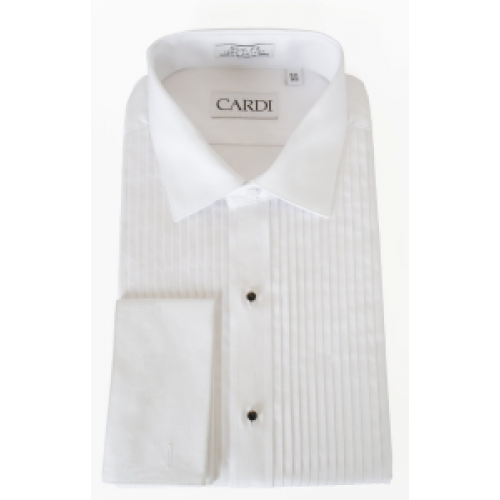 Charles Slim Fit All Cotton 1/4" Pleated Laydown Collar Tuxedo Shirt
